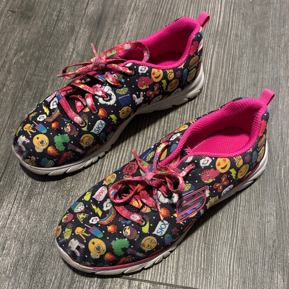 Skechers Colorful Emoji Sneakers with Pink Accents